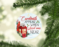 Cardinals Appear When Love Ones Are Near Aluminum Christmas Tree Double Sided Ornament - Sew Lucky Embroidery