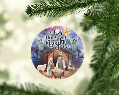 Ceramic Oh Holy Night Nativity Christmas Tree Ornament