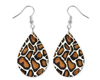 Cheetah Print Brown Teardrop Earrings