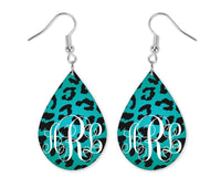 Cheetah Print Personalized Teardrop Earrings