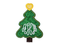 Christmas Tree Monogram Sew or Iron on Patch - Sew Lucky Embroidery
