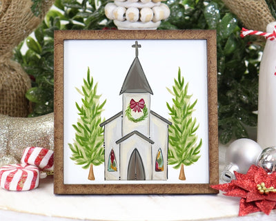 Christmas Church Tier Tray Sign