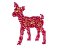 Christmas Reindeer Silhouette Sew or Iron on Patch - Sew Lucky Embroidery