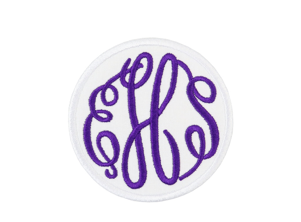 Circle Monogram Iron or Sew on Patch - Sew Lucky Embroidery