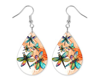 Colorful Dragonflies Earrings and Necklace Set - Sew Lucky Embroidery