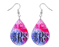 Colorful Swirls personalized teardrop earrings