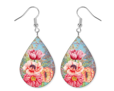 Colors of Spring Flowers Teardrop Earrings