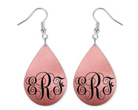 Coral Monogrammed Teardrop Earrings