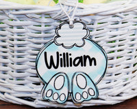 Cotton Tail Easter Basket Gingham Name Tag - Sew Lucky Embroidery