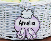 Cotton Tail Easter Basket Polka Dotted Name Tag - Sew Lucky Embroidery