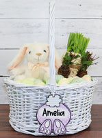 Cotton Tail Easter Basket Polka Dotted Name Tag - Sew Lucky Embroidery