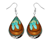 Cowhide and Feathers Earrings - Sew Lucky Embroidery