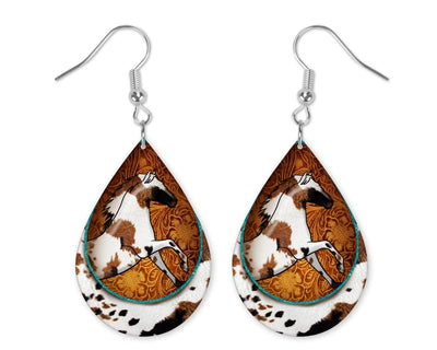 Cowhide and Horses Earrings