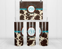 Cowhide Monogram 20oz insulated tumbler - Sew Lucky Embroidery