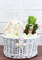 Cross with Bunny Easter Basket Tag for Boy or Girl - Sew Lucky Embroidery