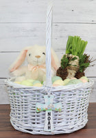 Cross with Bunny Easter Basket Tag for Boy or Girl - Sew Lucky Embroidery