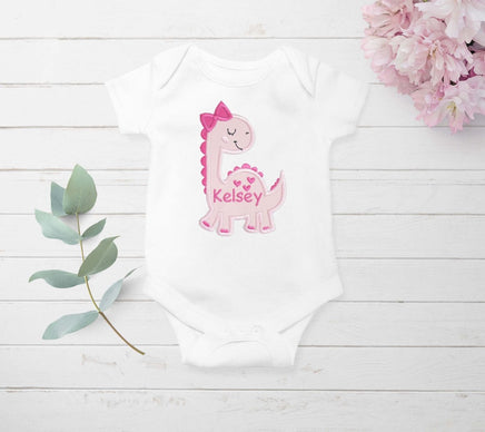 Cute Pink Dinosaur Patch - Sew Lucky Embroidery