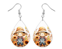 Cute Scarecrow Earrings and Necklace Set - Sew Lucky Embroidery