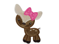 Cute Deer with Polka Dotted Bow Sew or Iron on Patch - Sew Lucky Embroidery