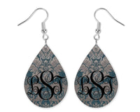 Damask Personalized Teardrop Earrings