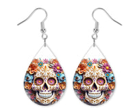 Day of the Dead Skull Earrings and Necklace Set - Sew Lucky Embroidery