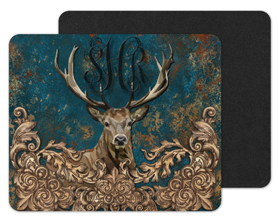 Deer Head Custom Monogram Mouse Pad