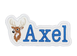Deer Head Name Patch Sew or Iron on Embroidered Patch - Sew Lucky Embroidery