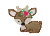 Sleeping Deer Sew or Iron on Patch - Sew Lucky Embroidery