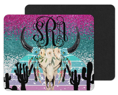 Desert Ombre Skull Custom Monogram Mouse Pad