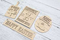 DIY Easter Bunny Handmade Wood Wagon Decor Set - Sew Lucky Embroidery