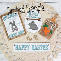 DIY Easter Bunny Handmade Wood Wagon Decor Set - Sew Lucky Embroidery