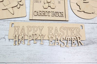 DIY Easter Bunny Handmade Wood Wagon Decor Set - Sew Lucky Embroidery