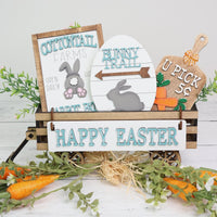 DIY Easter Bunny Handmade Wood Wagon Decor Set - Sew Lucky Embroidery