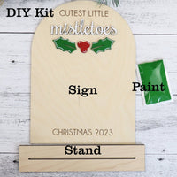 DIY Wood Sign Kit - "Cutest Little Mistletoes" Holiday Keepsake - Sew Lucky Embroidery