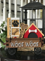 Dog Personalized Handmade Wood Wagon Interchangeable Decor Set - Sew Lucky Embroidery