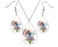Boho Dragonfly Earrings and Necklace Set - Sew Lucky Embroidery