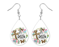 Easter Leopard Cross Teardrop Earrings - Sew Lucky Embroidery