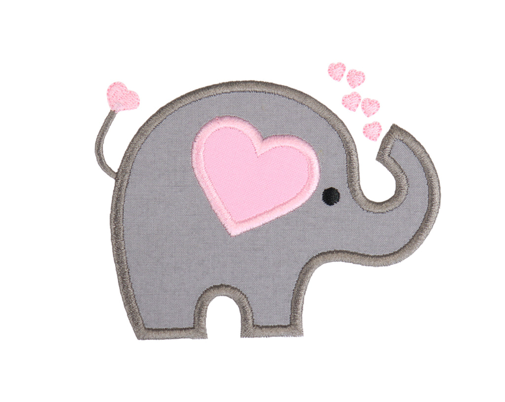 Elephant Blowing Hearts Patch - Sew Lucky Embroidery