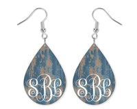 Faded Wood Personalized Teardrop Earrings