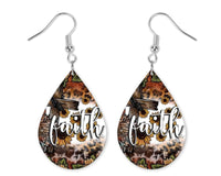 Faith Rustic Teardrop Earrings - Sew Lucky Embroidery