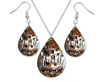 Faith Rustic Teardrop Earrings and Necklace Set - Sew Lucky Embroidery