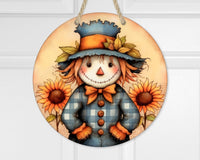 Fall Scarecrow Sunflowers Door Hanger - Sew Lucky Embroidery