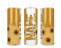 Fall Sunflowers Personalized 20oz Insulated Tumbler with Lid and Straw - Sew Lucky Embroidery