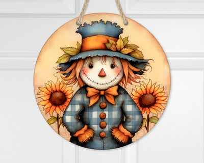 Fall Scarecrow Sunflowers Door Hanger