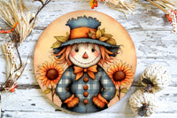 Fall Scarecrow Sunflowers Door Hanger - Sew Lucky Embroidery
