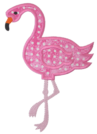 Pink Flamingo with Polka Dots Sew or Iron on Patch - Sew Lucky Embroidery