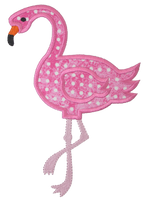 Pink Flamingo with Polka Dots Sew or Iron on Patch - Sew Lucky Embroidery