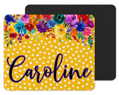 Floral Dots Personalized Mouse Pad