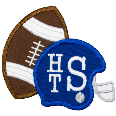 Football Monogram Patch with Helmet Custom Initials Embroidered Patch for Boys Team Jackets, Bags, or Spirit Wear Iron-On or Sew-On
