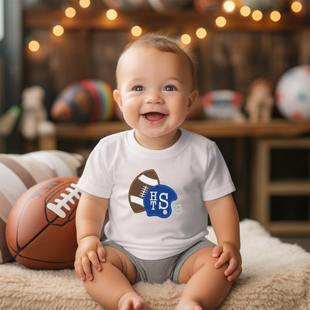 Football Monogram Patch with Helmet Custom Initials Embroidered Patch for Boys Team Jackets, Bags, or Spirit Wear Iron-On or Sew-On - Sew Lucky Embroidery